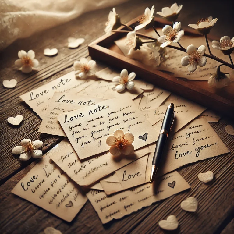 Handwritten love notes on soft paper, reflecting warmth, connection, and emotional wellness on Manitoulin.