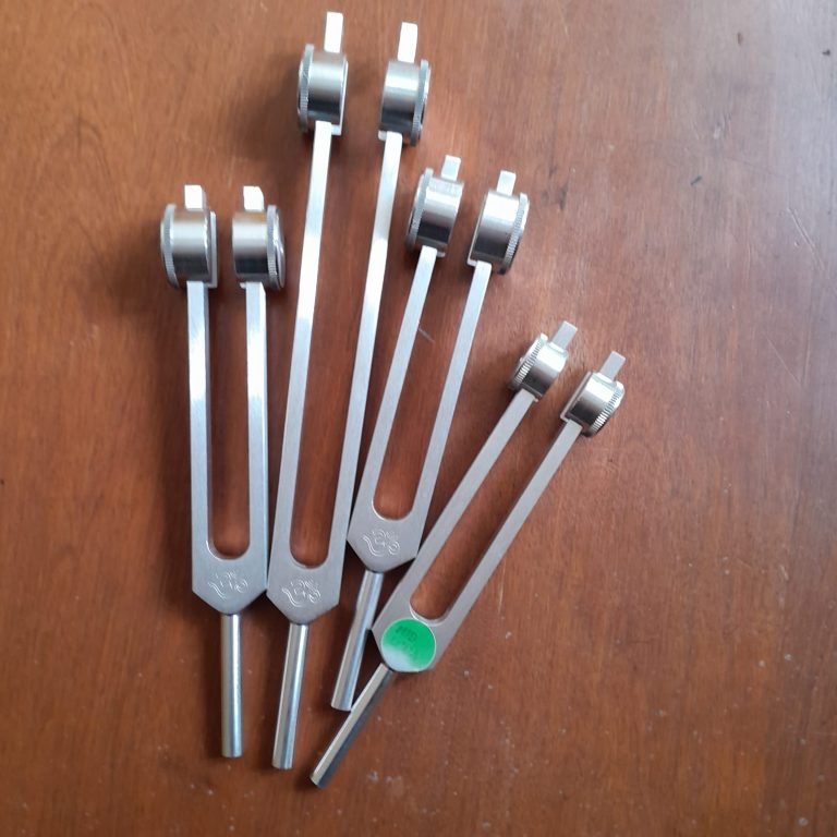 Tuning forks used for sound therapy on Manitoulin, supporting grounding and natural balance.